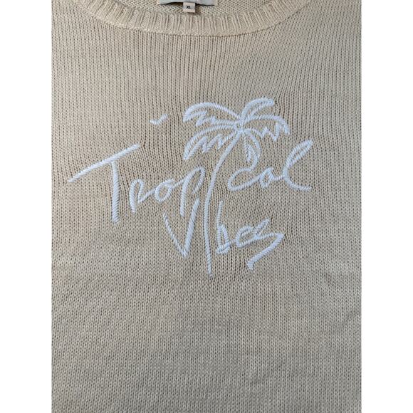 Beachy X Goldfish Kiss XL Tropical Vibes Tan Oversized Knit Pullover Sweater - Picture 5 of 12